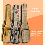 10mm Thick Leather Canvas Waterproof Soprano Concert Tenor Ukulele Bag Case Backpack 21 23 26 Inch Ukelele Guitar Gig