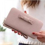 Purse bow wallet female famous brand card holders cellphone pocket PU leather women money bag clutch women wallet 505