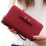 Purse bow wallet female famous brand card holders cellphone pocket PU leather women money bag clutch women wallet 505