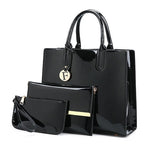 3 Sets High Quality Patent Leather Women Handbags Luxury Brands Tote Bag+Ladies Shoulder Messenger crossbody bag+Clutch Feminina