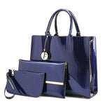 3 Sets High Quality Patent Leather Women Handbags Luxury Brands Tote Bag+Ladies Shoulder Messenger crossbody bag+Clutch Feminina