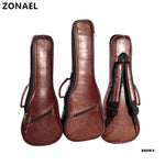 ZONAEL 21"23" Ukulele Bag Backpack Case Gig Bag Guitar Case High-grade Leather Waterproof Bag Parts For Hawaii Small Guitar