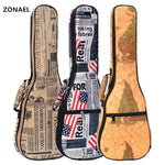 ZONAEL Hot Sale 21 23 26 Inch 10mm Thick Leather Canvas Waterproof Soprano Concert Tenor Ukulele Bag Case Backpack Guitar Parts