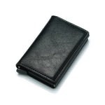 BISI GORO Antitheft Men Vintage Credit Card Holder Blocking Rfid Wallet Leather Unisex Security Information Aluminum Metal Purse