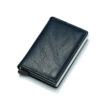 BISI GORO Antitheft Men Vintage Credit Card Holder Blocking Rfid Wallet Leather Unisex Security Information Aluminum Metal Purse
