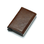 BISI GORO Antitheft Men Vintage Credit Card Holder Blocking Rfid Wallet Leather Unisex Security Information Aluminum Metal Purse