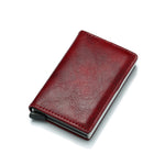 BISI GORO Antitheft Men Vintage Credit Card Holder Blocking Rfid Wallet Leather Unisex Security Information Aluminum Metal Purse