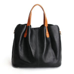 QIAOBAO Women Handbag 100% Genuine Leather Tote Shoulder Bag Bucket Ladies Purse Casual Shopping Bag Satchel Capacity Totes