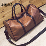 AEQUEEN 2018 Luxury Traveling Tote PU Leather Duffle Handbag Men Women Large Capacity Luggage Bag Big Retro Shoulder Bag Female