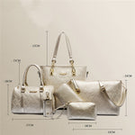 6 Pcs / Set Fashion Women Composite Bags PU Leather Diamond lattice Print Women Handbag Shoulder Bag Wallets Purse Key Bag Set