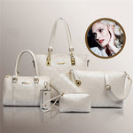 6 Pcs / Set Fashion Women Composite Bags PU Leather Diamond lattice Print Women Handbag Shoulder Bag Wallets Purse Key Bag Set