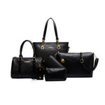 6 Pcs / Set Fashion Women Composite Bags PU Leather Diamond lattice Print Women Handbag Shoulder Bag Wallets Purse Key Bag Set