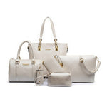 6 Pcs / Set Fashion Women Composite Bags PU Leather Diamond lattice Print Women Handbag Shoulder Bag Wallets Purse Key Bag Set