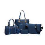 6 Pcs / Set Fashion Women Composite Bags PU Leather Diamond lattice Print Women Handbag Shoulder Bag Wallets Purse Key Bag Set