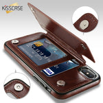 KISSCASE Retro PU Leather Case For iPhone 8 7 X 6 6s Plus XS Max XR Card Slot Holder Cover For Samsung S8 S9 Plus Note 8 9 Funda