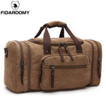 Men Travel Bag Canvas Multifunction Leather Bags Carry on Luggage Bag Men Tote Large Capacity Utility Weekend Overnight Bag