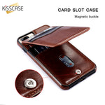 KISSCASE Vintage PU Leather Case For iPhone 6 6s X 7 8 Plus XS Max Cover For Samsung S8 S6 S7 Edge Card Slot Holder Wallet Funda