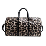 Fashion Women Sling Shoulder Handbag Large Capacity Leopard Crossbody Travel Bags PU Leather Weekend Duffel Messenger Bag