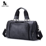 LAOSHIZI LUOSEN Genuine Leather Handbag Men Travel Bags Large Capacity Big Duffel Luggage Leather Traveling Bag Weekend Bag