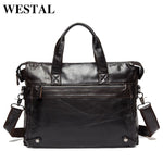 WESTAL Messenger Bag men's genuine leather men shoulder bag Casual Male briefcases laptop Crossbody bags for men handbags 9103