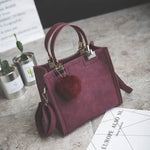 LANLOU handbag women shoulder bag luxury handbags women bags designer High-grade Scrub leather messenger bag Hairball women bag