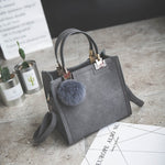 LANLOU handbag women shoulder bag luxury handbags women bags designer High-grade Scrub leather messenger bag Hairball women bag