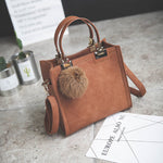 LANLOU handbag women shoulder bag luxury handbags women bags designer High-grade Scrub leather messenger bag Hairball women bag