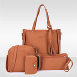 Women Bag Set Top-Handle Big Capacity Female Tassel Handbag Fashion Shoulder Bag Purse Ladies PU Leather Crossbody Bag