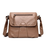 Brand High Quality Black Small Women Messenger Bags Very Soft Washed PU Leather Bag Fashion Female Purses and Handbag
