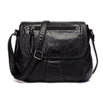 Brand High Quality Black Small Women Messenger Bags Very Soft Washed PU Leather Bag Fashion Female Purses and Handbag